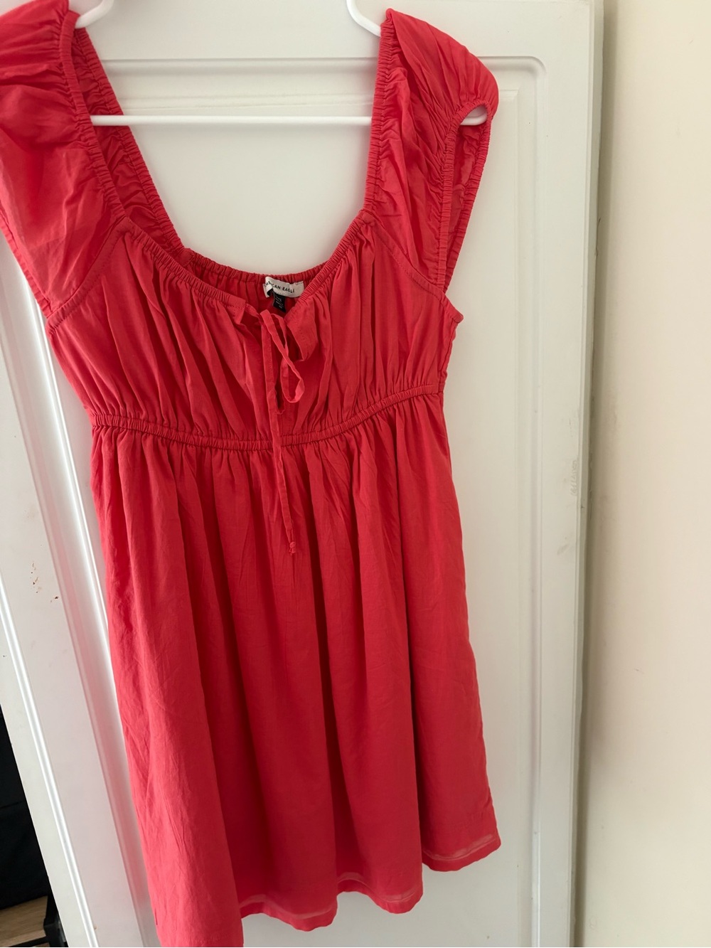 American Eagle Outfitters Coral Red Scoop-Neck Tie-Front Tunic